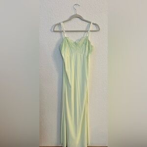 Elegant Lace Trim Nightgown/Slip Dress - Mint Green
